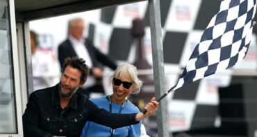 Keanu Reeves y su novia Alexandra Grant en el MotoGP Alemania